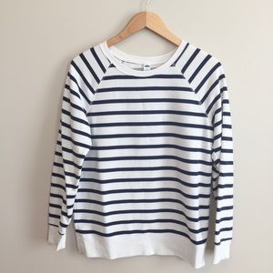 Old Navy Women’s Crewneck Sweatshirt White and Navy Striped
